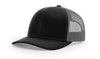 black charcoal custom designed richardson 112 trucker hat decorate with leather patch or embroidery with your logo online in bulk in the usa