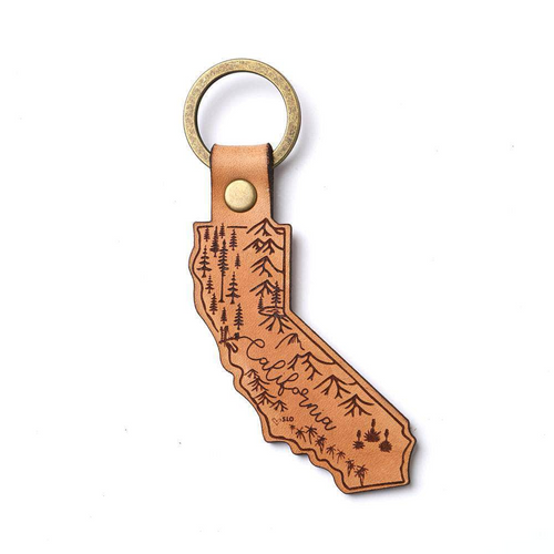 LASER ENGRAVED DIE CUT (CUSTOM SHAPE) LEATHER KEY CHAIN BY DEKNI CREATIONS NATURAL LEATHER ANTIQUE BRASS HARDWARE IN BULK WHOLESALE OR PROMOTION