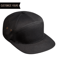 C57-CT Custom 7 Panel Cotton Twill Leather Strapback Flat Bill Hat (Bulk Custom with Your Logo)