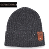 bulk customized c06-MRNO private label merino wool beanies with engraved rivetted leather tag logo