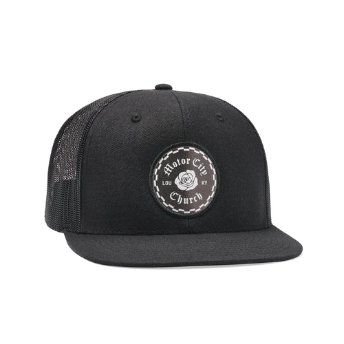 High profile, 6089M trucker hat with printed custom patch logo
