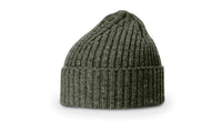 speckled green merino wool beanie for custom promotional Embroidery and Laser engraved leather patch