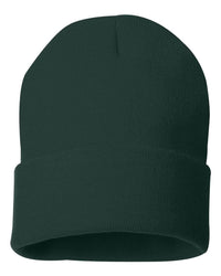 customizable forest green custom sp12 Sportsman 12" Solid Winter Knit Beanie Stocking Cap