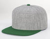 H Grey Green 6 PANEL WOOL CUSTOM SNAPBACK cap for Embroidery & laser engraving leather patch
