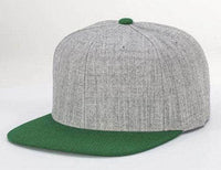 H Grey Green 6 PANEL WOOL CUSTOM SNAPBACK cap for Embroidery & laser engraving leather patch