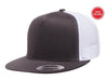 Grey White Trucker Mesh cap hat for custom promotional Embroidery and Laser engraved leather patch