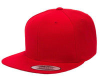 Custom red Snapback cap for personalized promotional Laser engraved leather patch and Embroidery