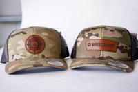 multicam hat with leather patch custom with logo