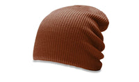 149 Richardson Super Slouch Uncuffed Knit Beanie with custom logo tag in bulk made in usa sustainable caps rust