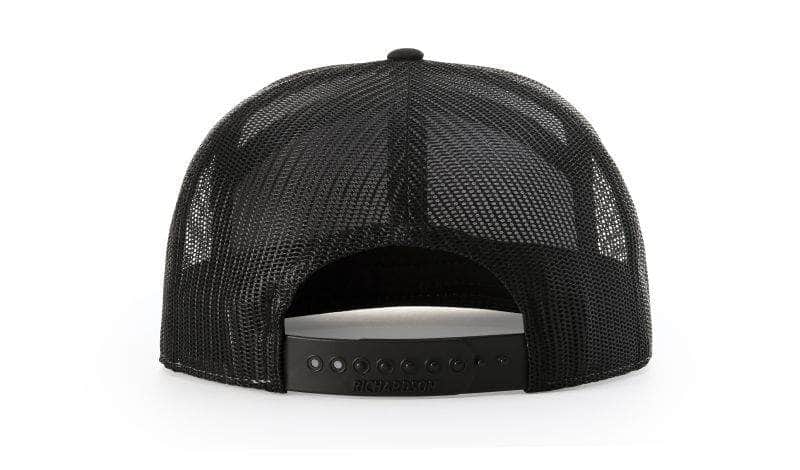 Back Richardson 168 – 7-Panel Flat Bill Trucker Hat | Custom Hats with Your Logo in Bulk-Heather Grey/Black 168 by Dekni Creations