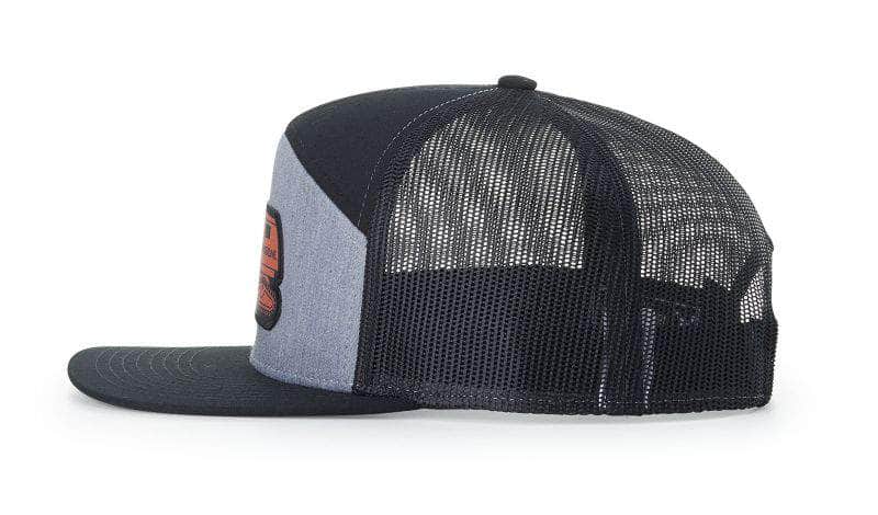 Side Richardson 168 – 7-Panel Flat Bill Trucker Hat | Custom Hats with Your Logo in Bulk-Heather Grey/Black 168 by Dekni Creations