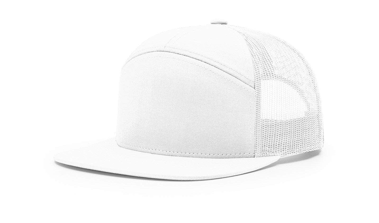 white  168 richardson 7 panel hat customizable headwear decorator online for business logo
