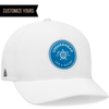 180 delta custom white performance water resistant wicking flexfit white hat for golf beach or sports with custom patch logo in bulk in usa