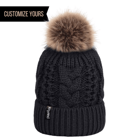 3CAP-PC0130 – Fleece-Lined Cable Knit Beanie with Removable Faux Fur Pom | Custom Beanies with Your Logo-Dekni-Creations