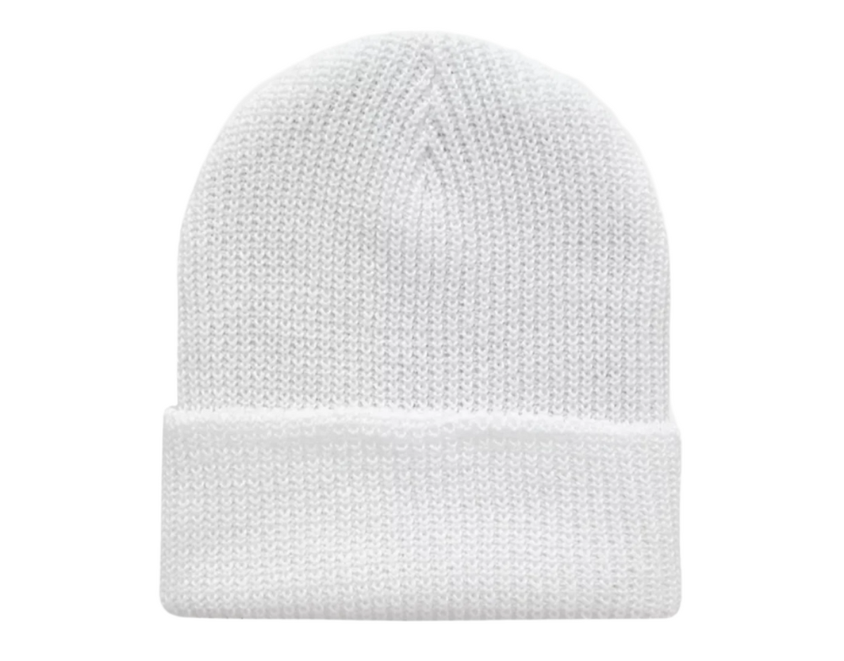 600 – Cuffed Beanie | Custom Beanies with Your Logo in Bulk-White-Dekni-Creations