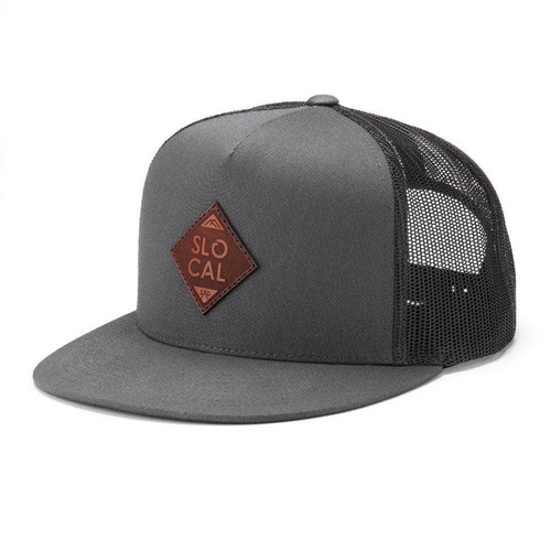 6006 (T) - CUSTOM YUPOONG CLASSIC TRUCKER CUSTOM MEDIUM BROWN LEATHER PATCH HAT BY DEKNI CREATIONS  IN WHOLESALE BULK OR PROMOTIONAL CAPS