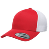 red white 5-Panel Retro Trucker Mesh Custom Cap for laser engraving leather patch and Embroidery logo