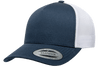 navy white 5-Panel Retro Trucker Mesh Custom Cap for laser engraving leather patch and Embroidery logo