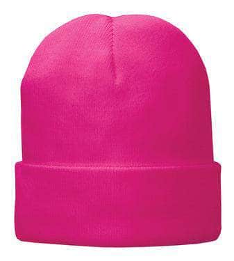 CP90L Port & Company® – Fleece-Lined Cuffed Knit Beanie | Custom Hats with Your Logo in Bulk-Neon Pink Glo-Dekni-Creations