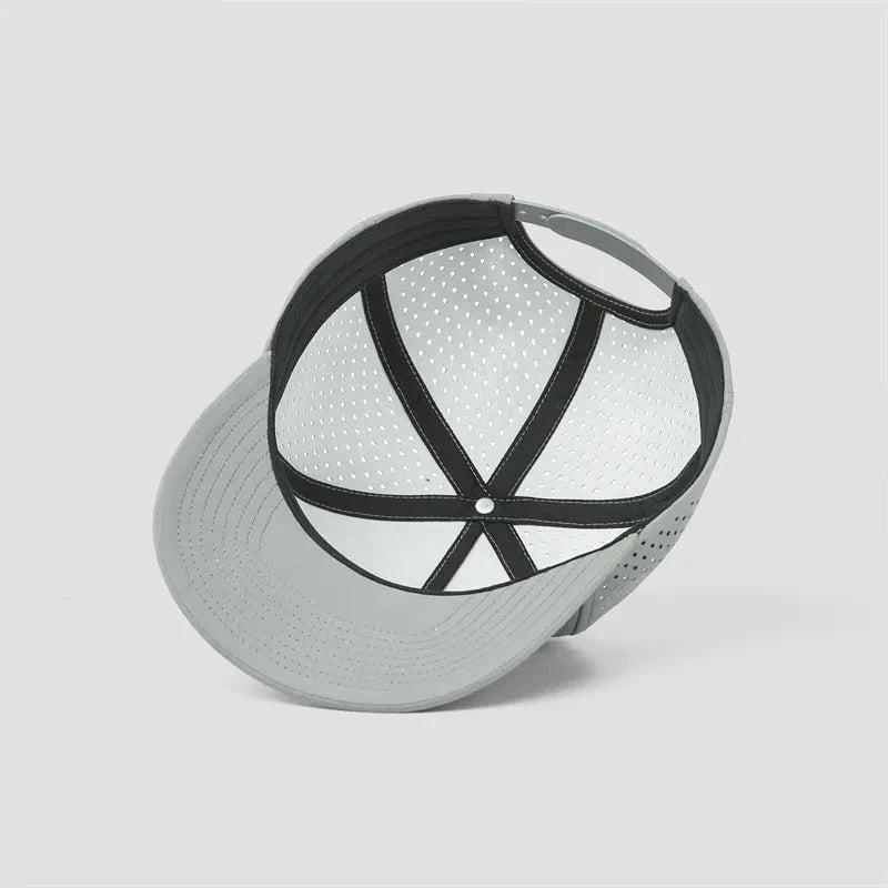 KAI Recycled Performance Hat – Laser Perforated Eco Snapback with Embroidered Ocean Design (Wholesale)