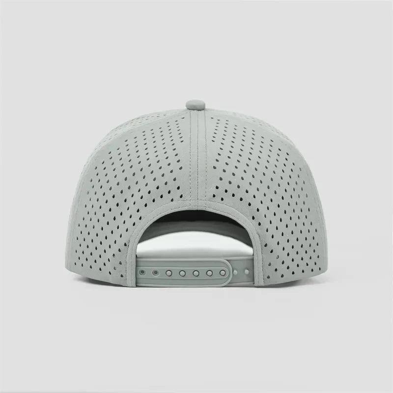 KAI Recycled Performance Hat – Laser Perforated Eco Snapback with Embroidered Ocean Design (Wholesale)
