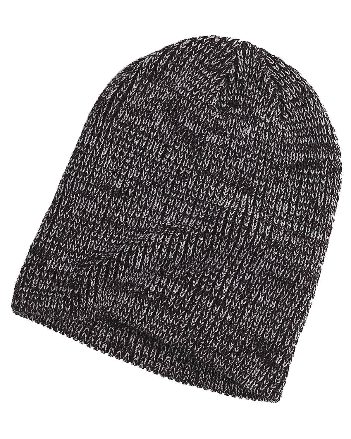 BA524 – Uncuffed Ribbed Marled Beanie | Custom Beanies with Your Logo in Bulk-Black/Gray B-Dekni-Creations