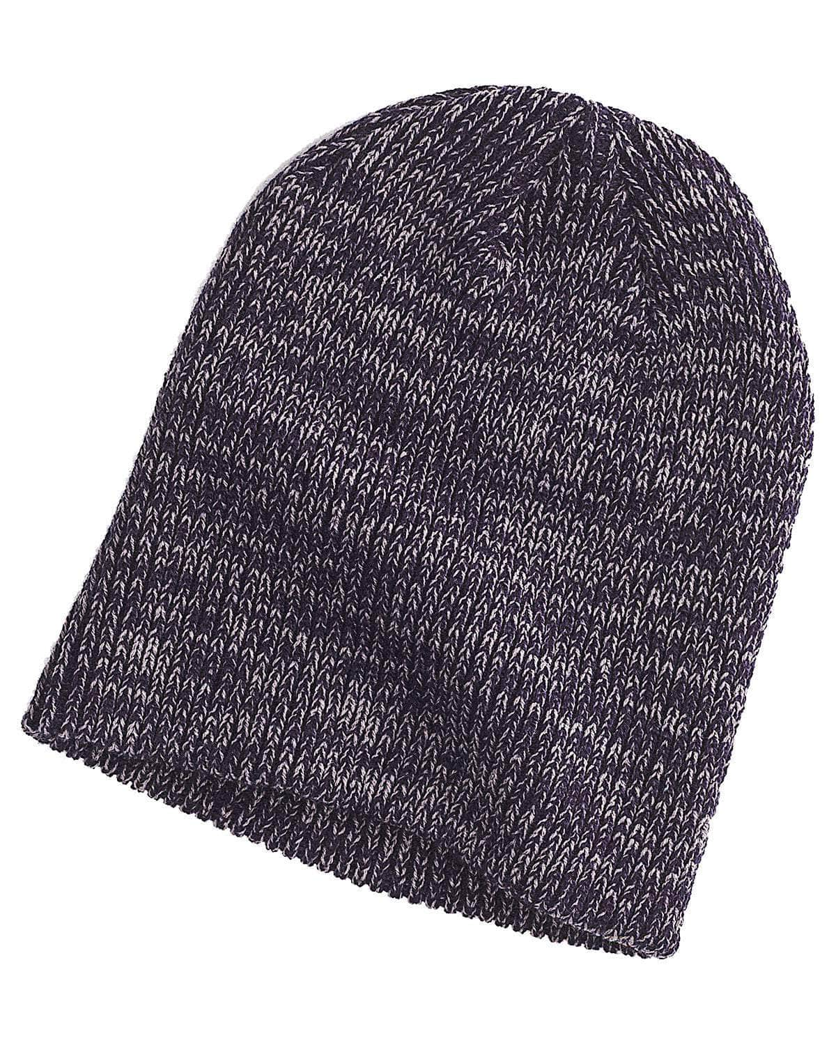 BA524 – Uncuffed Ribbed Marled Beanie | Custom Beanies with Your Logo in Bulk-Navy/Gray B-Dekni-Creations