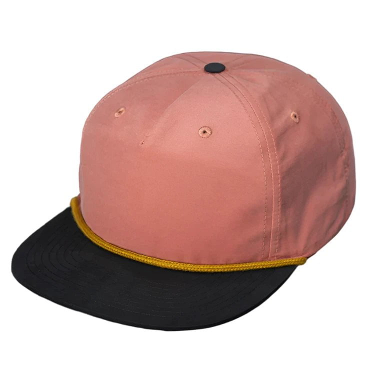 salmon gold black C55-N - (Unbranded) PINCH FRONT NYLON GRANDPA STRUCTURED SNAPBACK FLAT BILL HAT (Bulk Custom with Your Logo)