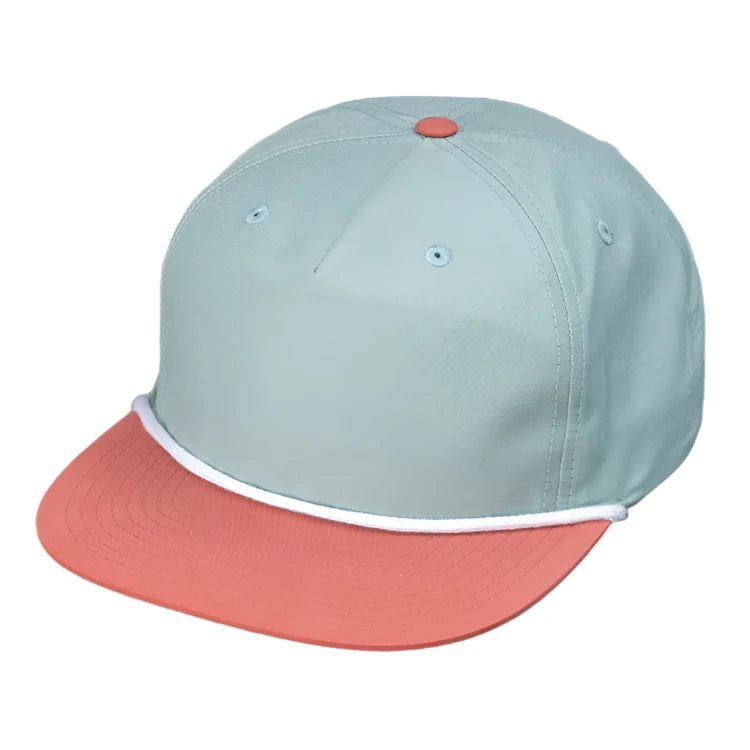 seafoam salmon white C55-N - (Unbranded) PINCH FRONT NYLON GRANDPA STRUCTURED SNAPBACK FLAT BILL HAT (Bulk Custom with Your Logo)