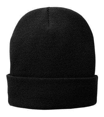 CP90L Port & Company® – Fleece-Lined Cuffed Knit Beanie | Custom Hats with Your Logo in Bulk-Black-Dekni-Creations