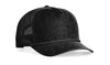 black Richardson Bachelor 939 5-Panel Washed Cotton Rope Snapback Hat with custom logo in leather patch and embroidery in bulk