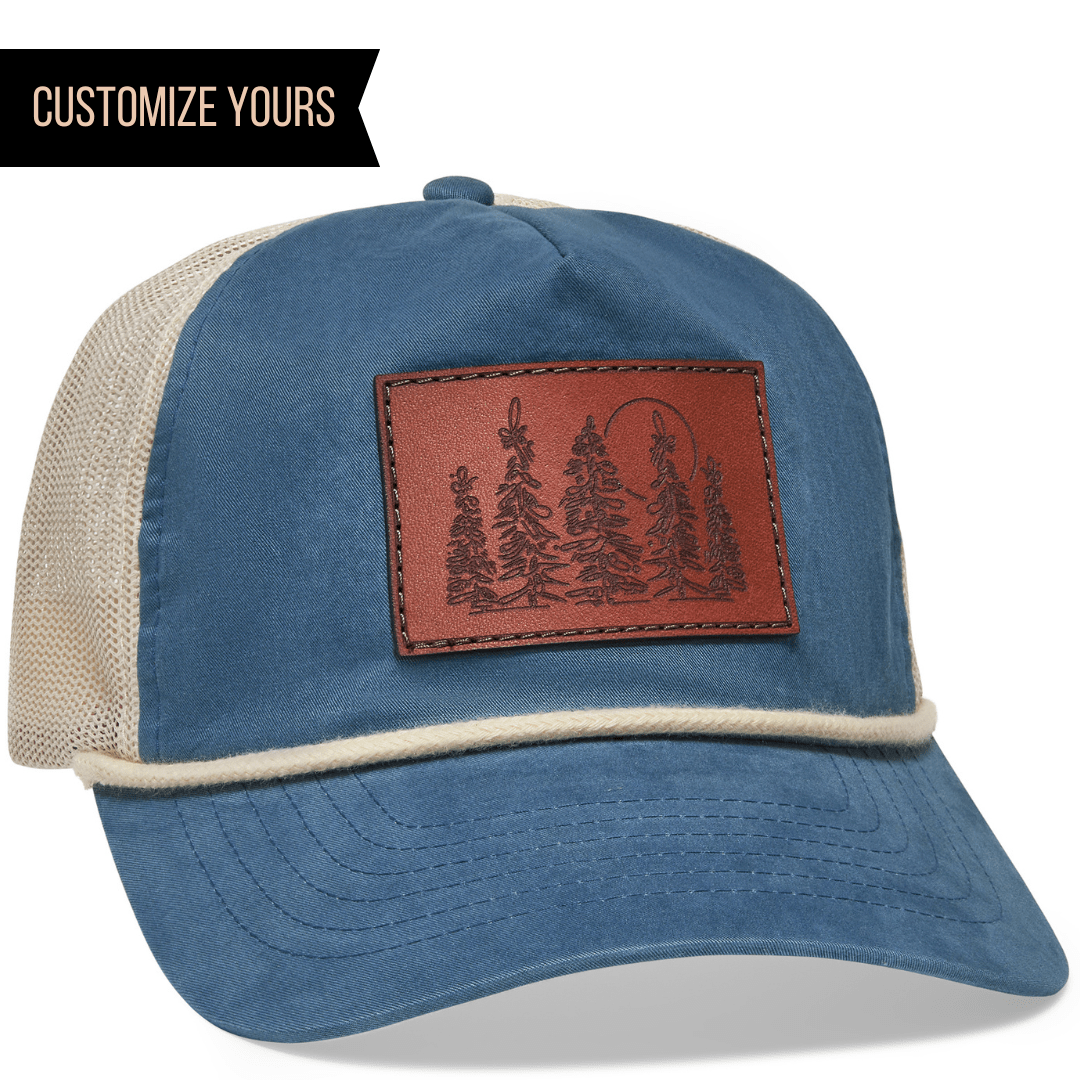 Blue Custom Richardson Bachelor 939 - 5-Panel Washed Cotton Rope Hat with custom leather patch hat  decorated in the usa in Bulk and wholesale Personalized with Your Logo for business from best hat company online 