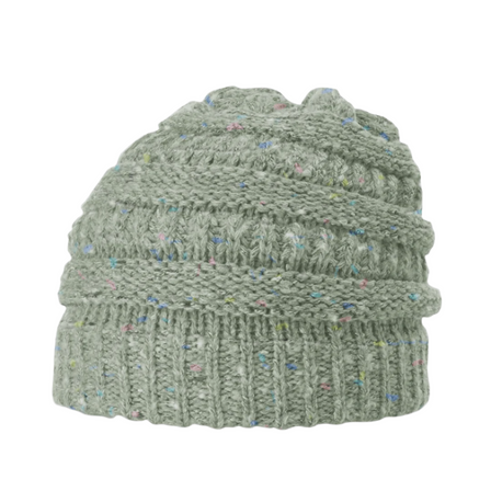Breckenridge Beanie – Knit Slouch Stocking Cap | Custom Beanies with Your Logo in Bulk-Speckled Sage-Dekni-Creations