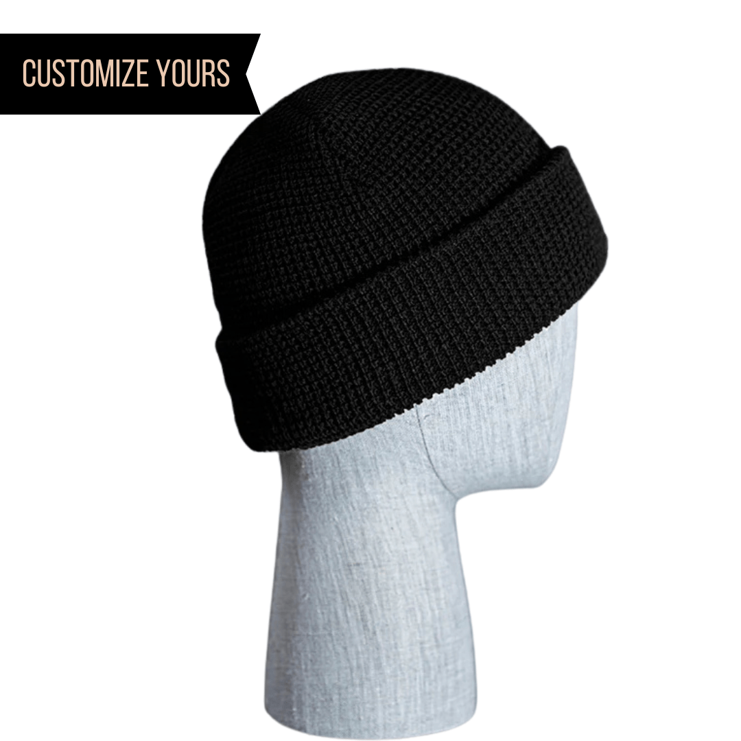 C05-A – Waffle Knit Beanie | Custom Beanies with Your Logo in Bulk-Black-Dekni-Creations