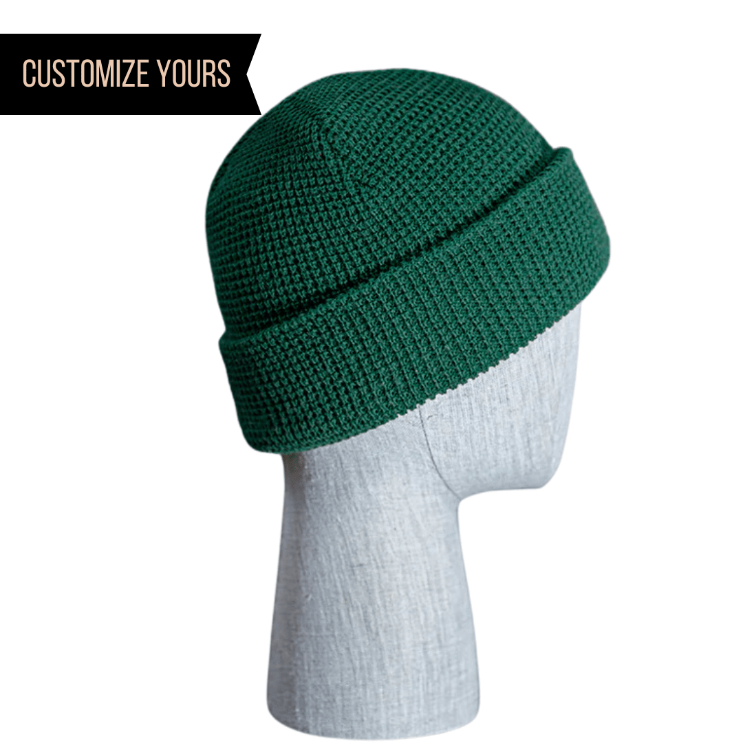 C05-A – Waffle Knit Beanie | Custom Beanies with Your Logo in Bulk-Forest Green-Dekni-Creations