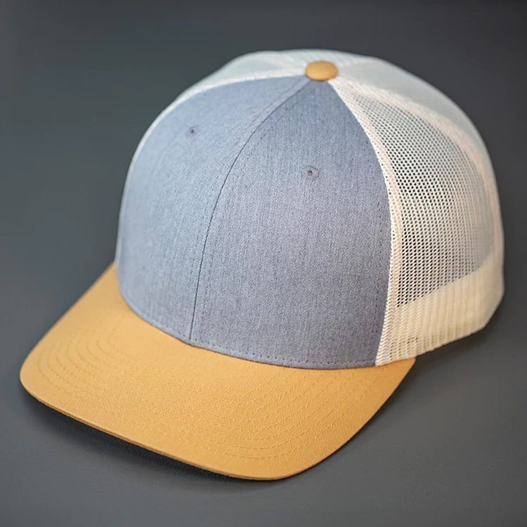 C12-CTM – Private Label Trucker Snapback Hat | Custom Hats with Your Logo in Bulk-H Grey/Birch/Amber Gold-Dekni-Creations