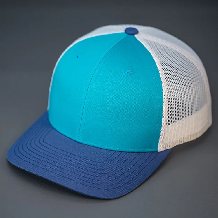 C12-CTM – Private Label Trucker Snapback Hat | Custom Hats with Your Logo in Bulk-Teal/Birch/Lt Navy-Dekni-Creations