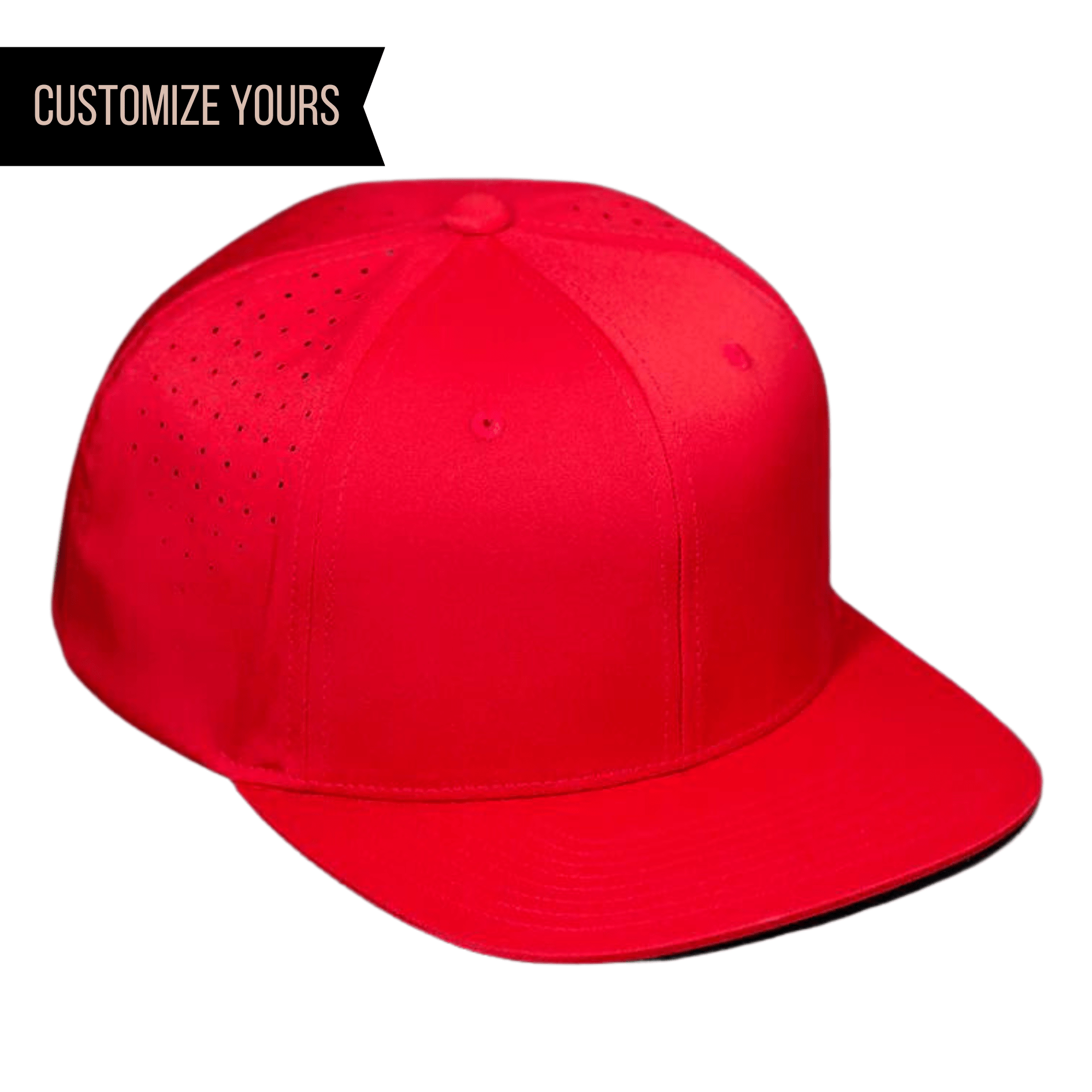 C51-PERF – Laser Perforated Performance Snapback Flat Bill Hat | Custom Hats with Your Logo in Bulk-Red-Dekni-Creations