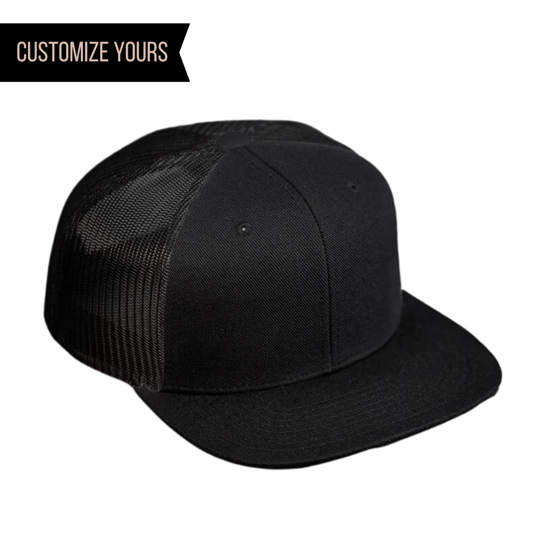 C52-WM – Wool Trucker Snapback Flat Bill Hat | Custom Hats with Your Logo in Bulk-Black-Dekni-Creations