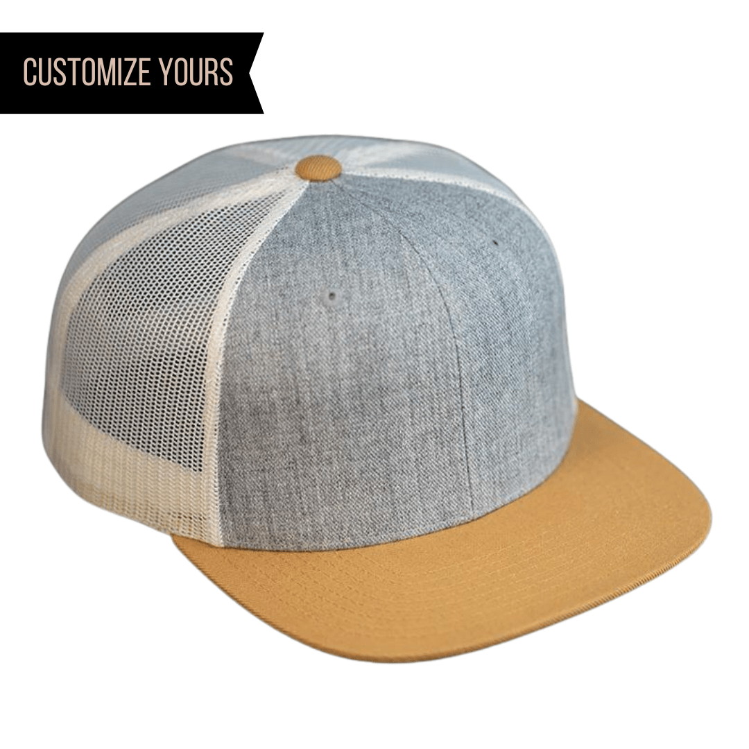 C52-WM – Wool Trucker Snapback Flat Bill Hat | Custom Hats with Your Logo in Bulk-H.Grey/Birch/Biscuit-Dekni-Creations