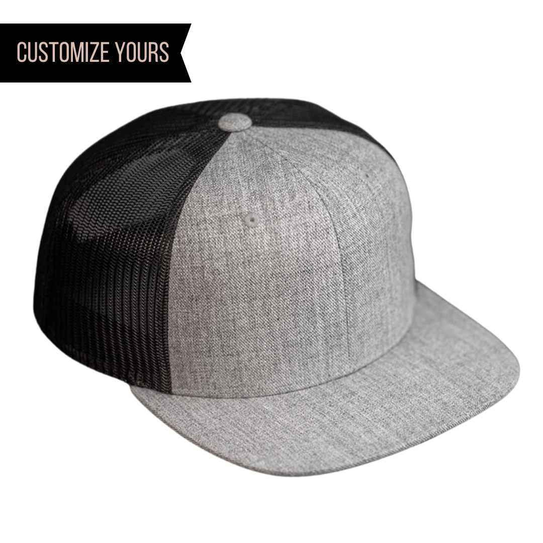 C52-WM – Wool Trucker Snapback Flat Bill Hat | Custom Hats with Your Logo in Bulk-H.Grey/Black-Dekni-Creations