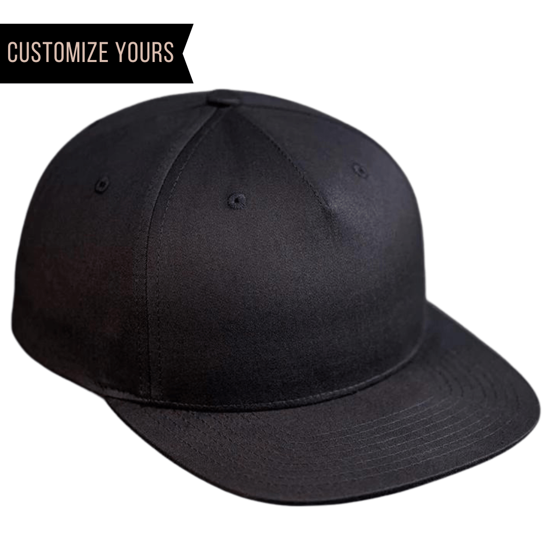 C55-CT – Pinch Front Snapback Flat Bill Hat | Custom Hats with Your Logo in Bulk-Black-Dekni-Creations