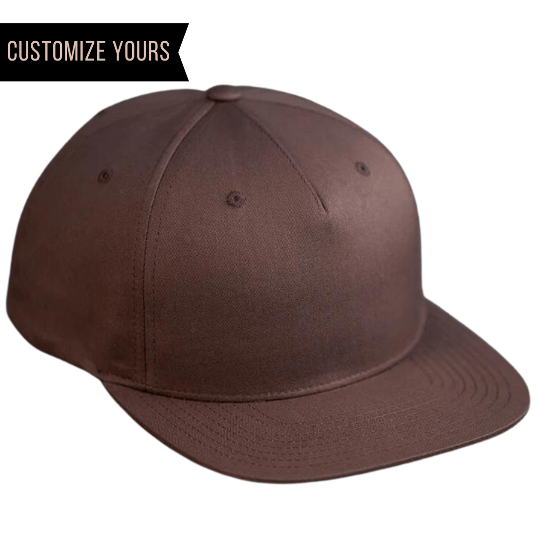 C55-CT – Pinch Front Snapback Flat Bill Hat | Custom Hats with Your Logo in Bulk-Brown-Dekni-Creations