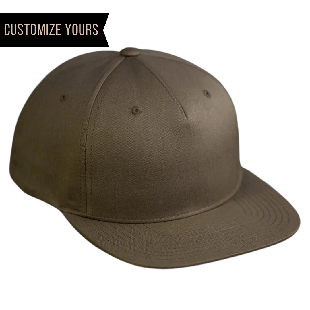 C55-CT – Pinch Front Snapback Flat Bill Hat | Custom Hats with Your Logo in Bulk-DK. Loden-Dekni-Creations