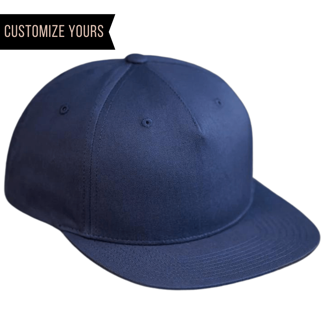 C55-CT – Pinch Front Snapback Flat Bill Hat | Custom Hats with Your Logo in Bulk-Navy-Dekni-Creations