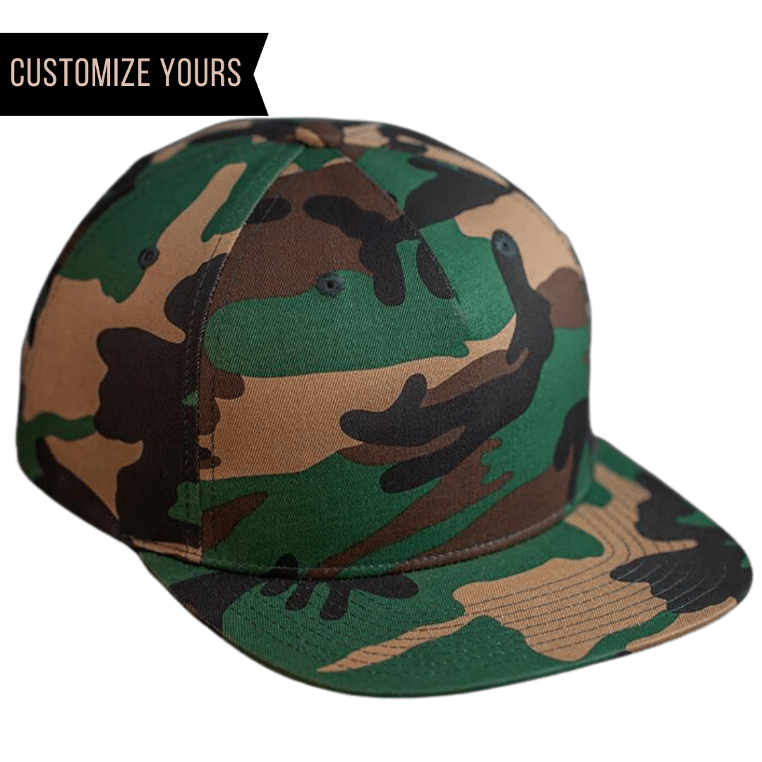 C55-CT – Pinch Front Snapback Flat Bill Hat | Custom Hats with Your Logo in Bulk-Old Army Camo-Dekni-Creations