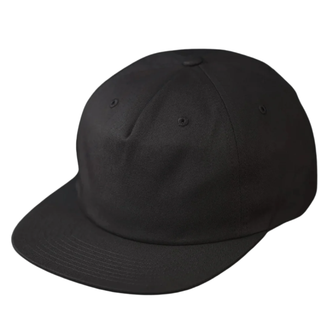 C55-PC – Pinch Front Flat Bill Leather Strap Hat | Custom Hats with Your Logo in Bulk-Black-Dekni-Creations