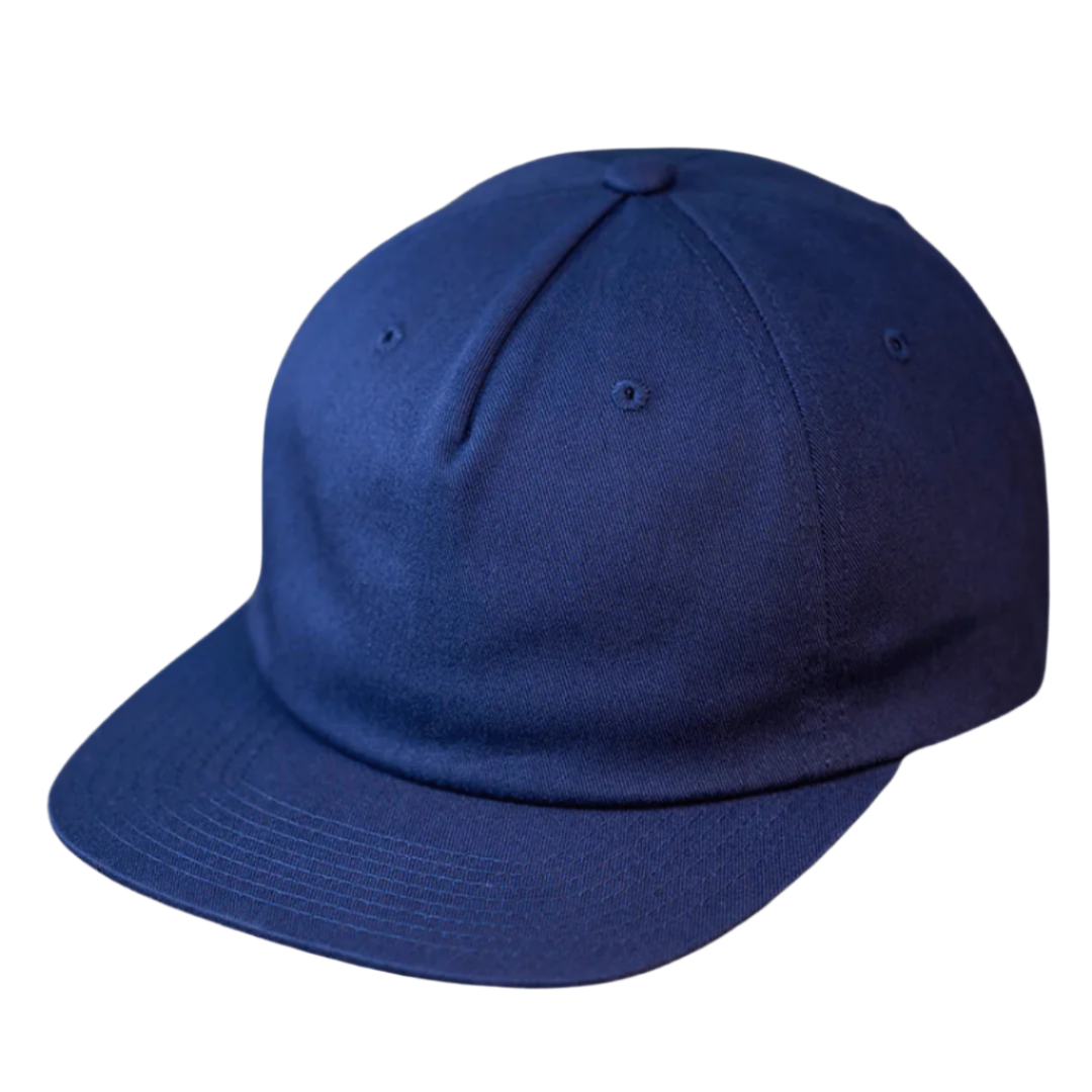 C55-PC – Pinch Front Flat Bill Leather Strap Hat | Custom Hats with Your Logo in Bulk-Navy-Dekni-Creations