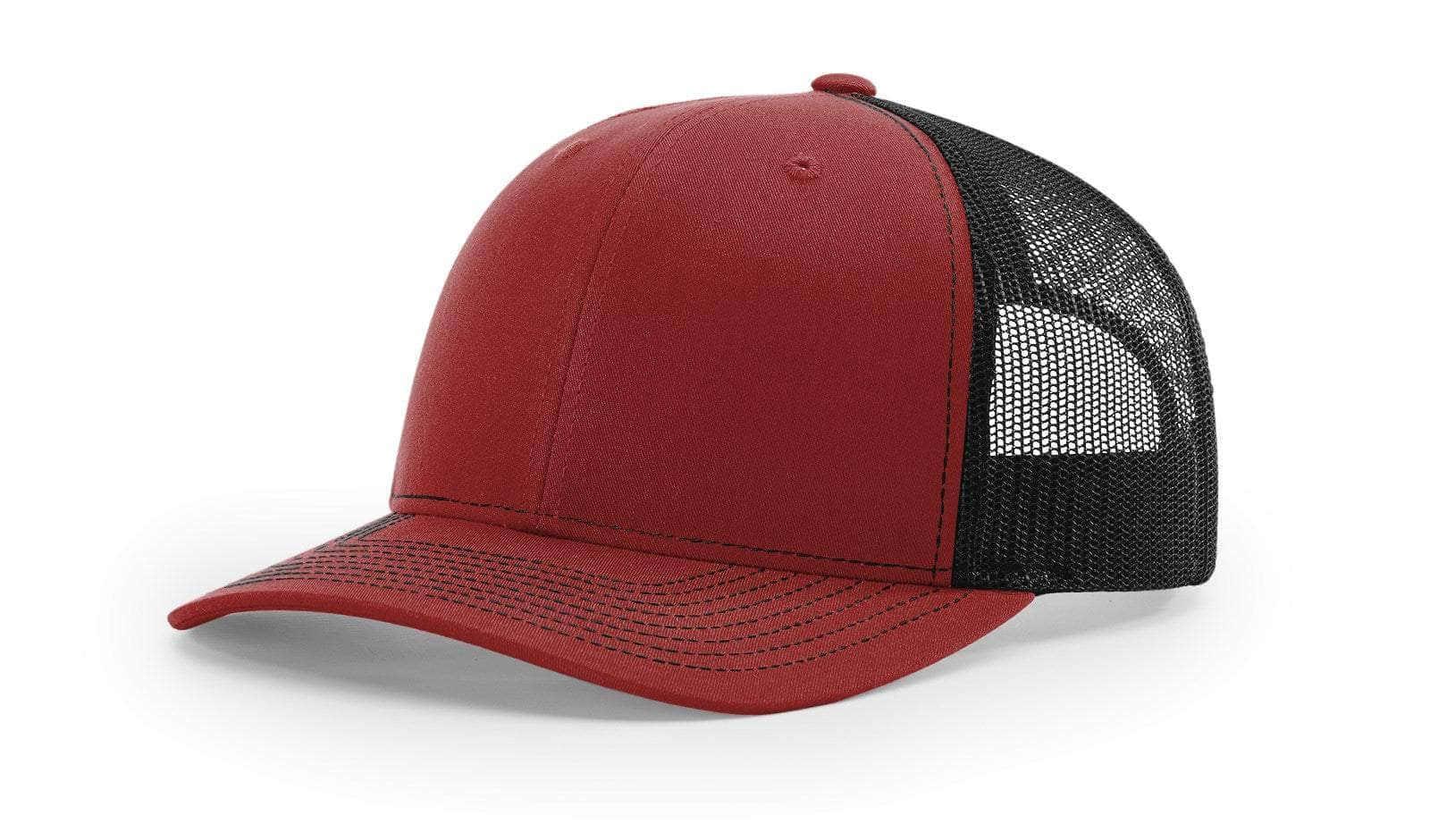 cardinal black custom designed richardson 112 trucker hat decorate with leather patch or embroidery with your logo online in bulk in the usa