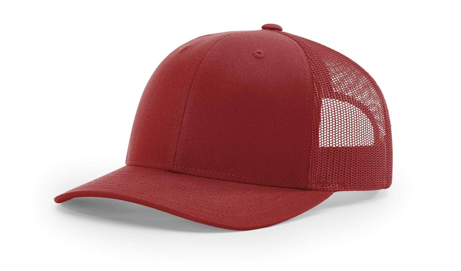 cardinal custom designed richardson 112 trucker hat decorate with leather patch or embroidery with your logo online in bulk in the usa